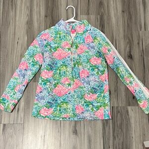 Lilly Pulitzer Tropical Print Quarter-Zip Pullover